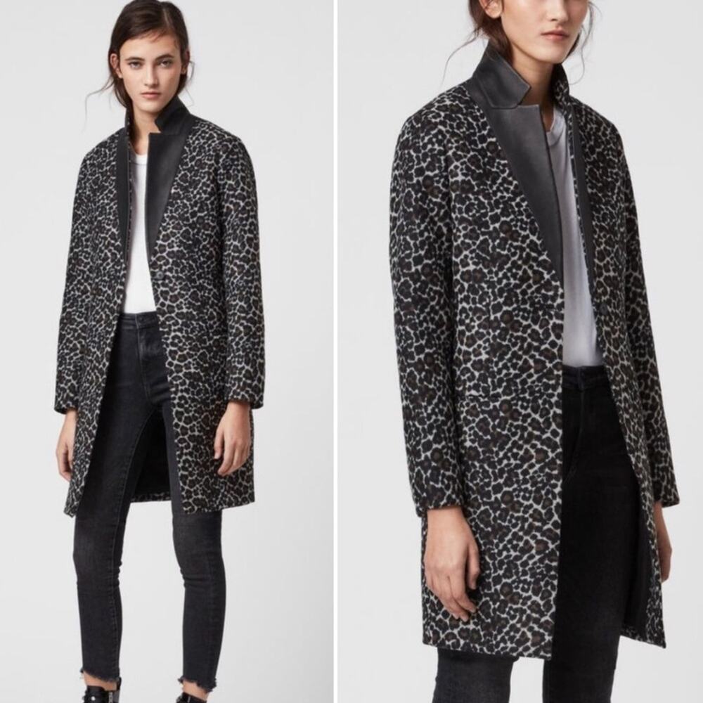 NWT All Saints Leni Leo Animal Print Coat